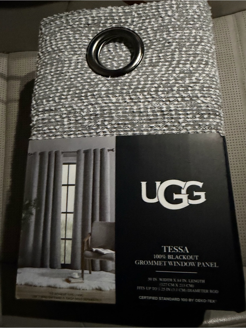UGG Tessa Textured charcoal Grommet Curtain Panel